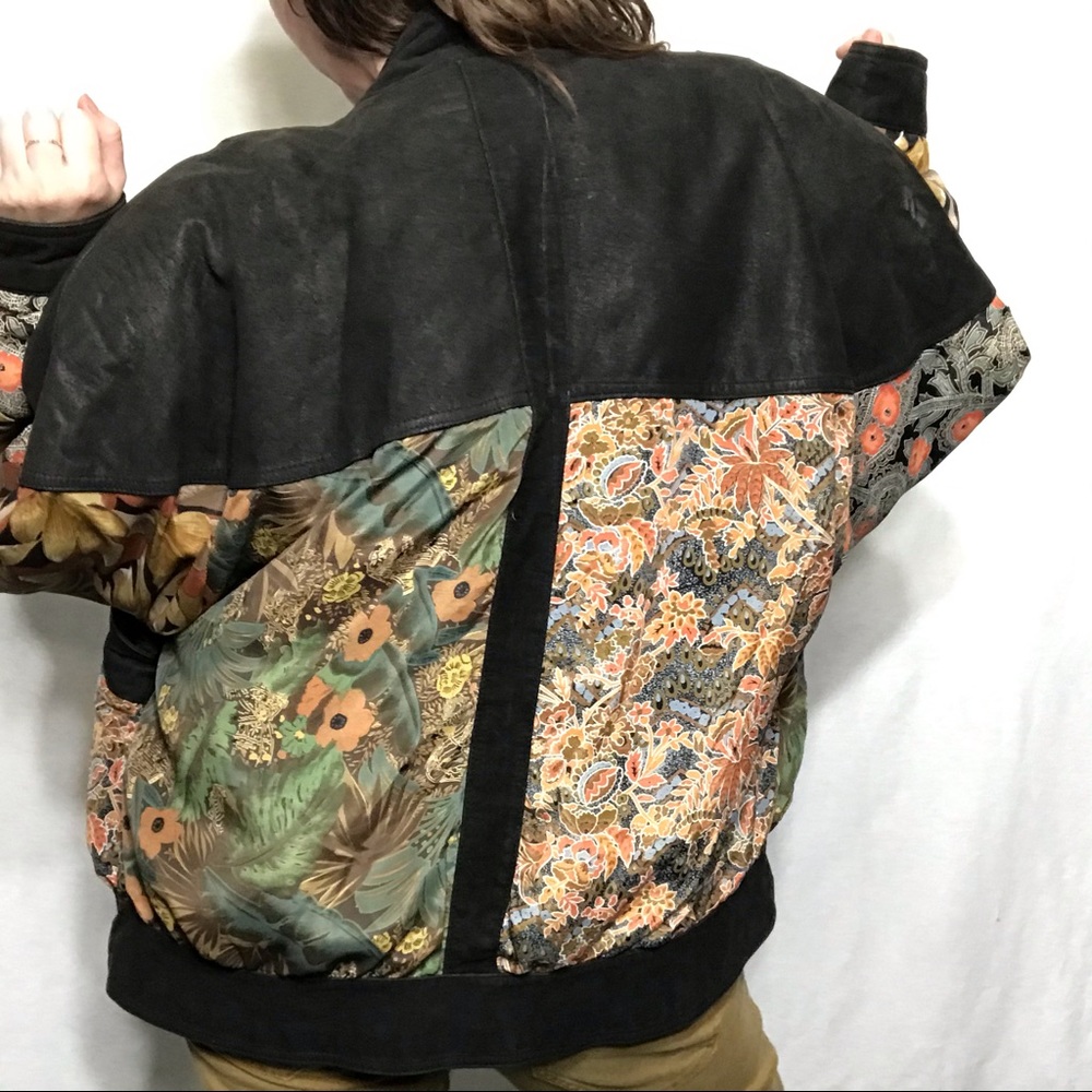 Vintage Cougar International Floral Suede Jacket